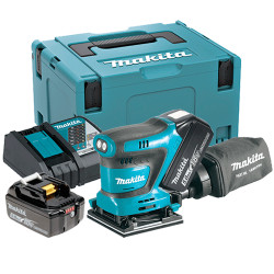 Lijadora Orbital MAKITA DBO481RTJ 18V 114x140mm + 2 Bateria 5.0Ah + Cargador Rápido + Maletin Lijadoras de Batería