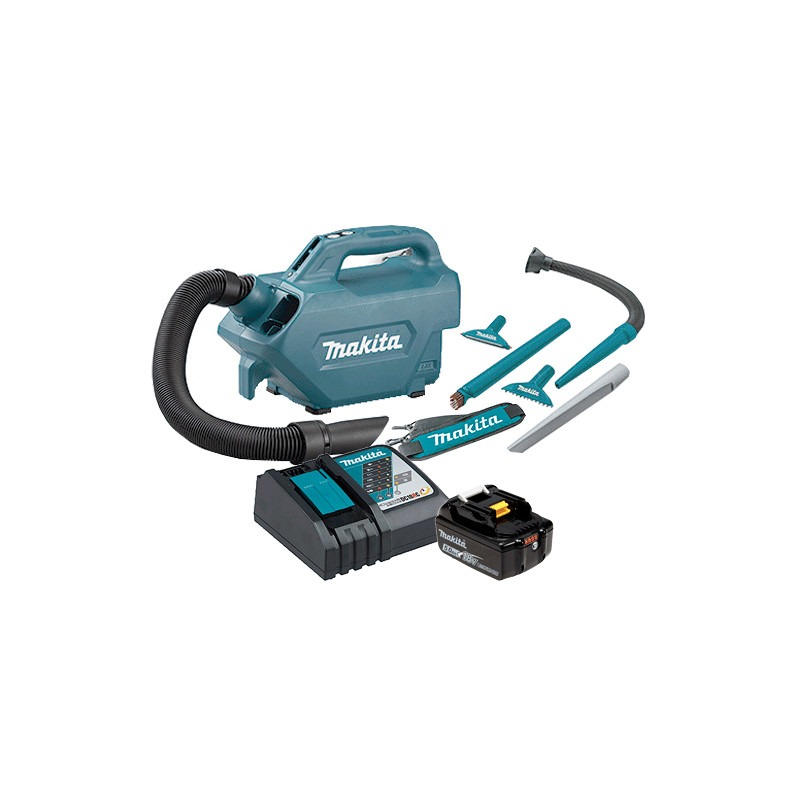 Aspirador Coche MAKITA DCL184RF 18V 500ml 3 Velocidades + Batería 3.0Ah BL1830B + Cargador Rápido DC18RC Con Accesorios Aspir...