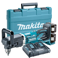 Taladro Angular MAKITA DDA460PT2J BL 18Vx2 Portabrocas Manual + 2 Baterías 5.0Ah BL1850B + Cargador Doble DC18RD + Maletin PV...