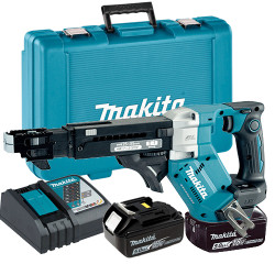 Atornillador Pladur Autoalimentado MAKITA DFR551RTJ 18V BRUSHLESS + 2 BATERIA 5.0AH BL1850B + CARGADOR RAPIDO + MALETIN PVC A...