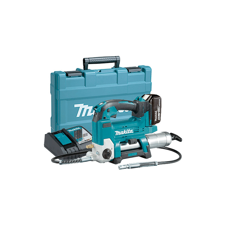 Engrasadora MAKITA DGP180RT 18V 69Mpa 290 ml/min + Bateria 5.0Ah BL1850B + CARGADOR RAPIDO + Maletin PVC Engrasadoras