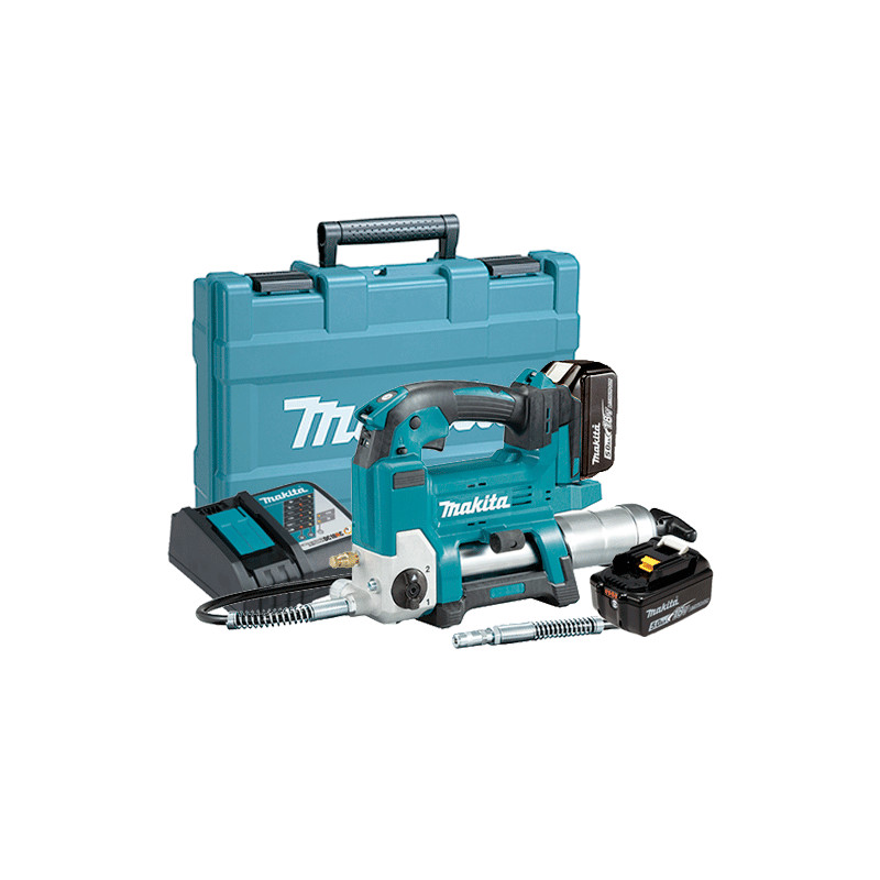 Engrasadora MAKITA DGP180RTJ 18V 69Mpa 290 ml/min + 2 Baterias 5.0Ah BL1850B + CARGADOR RAPIDO + Maletin PVC Engrasadoras