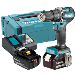 Taladro Combinado MAKITA DHP487RTJ BL 18V 40Nm + 2 Baterías BL1850B 5.0Ah + Cargador Rapido + Maletin MakPac 18V