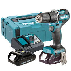 Taladro Combinado MAKITA DHP487RAJ BL 18V 40Nm + 2 Baterías BL1820B 2.0Ah + Cargador Rapido + Maletin MakPac 18V