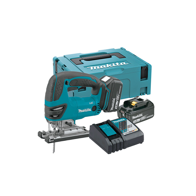Sierra Calar MAKITA DJV180RFJ 18V V.Variable + 2 Baterias 3.0Ah BL1830B + Cargador Rapido + Maletin MakPac 18V