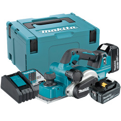 Cepillo Carpintero MAKITA DKP181RTJU 18V BL 82mm AFT ADT + 2 Baterias 5.0Ah + Cargador Rapido Maletin MakPac Cepillos de Batería