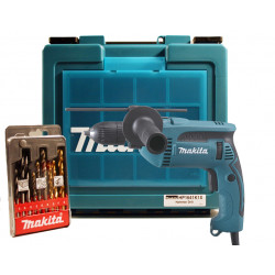 Taladro Percutor MAKITA HP1641K1X 16mm 680W Maletín + Brocas Taladros Con Percutor