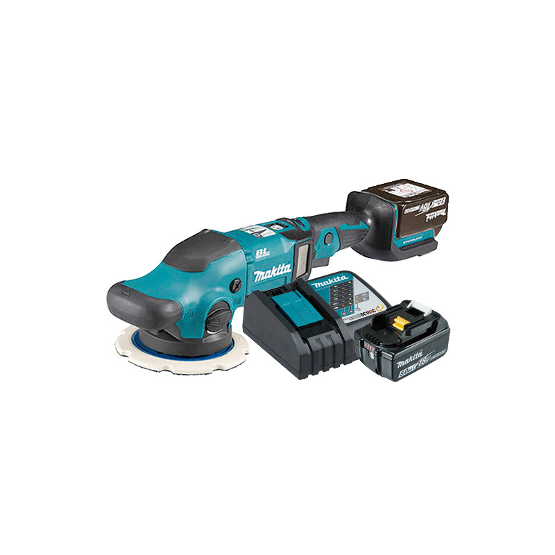 Pulidora Rotorbital MAKITA DPO600RTE BL 18V 150 mm + 2 Baterías 5.0Ah + Cargador Rapido Pulidoras de Batería