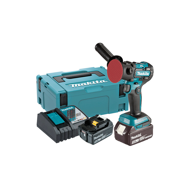 Lijadora Pulidora MAKITA DPV300RTJ BL 18V 75mm + 2 Baterias 5.0Ah + Cargador Rapido + Maletin PVC Pulidoras de Batería
