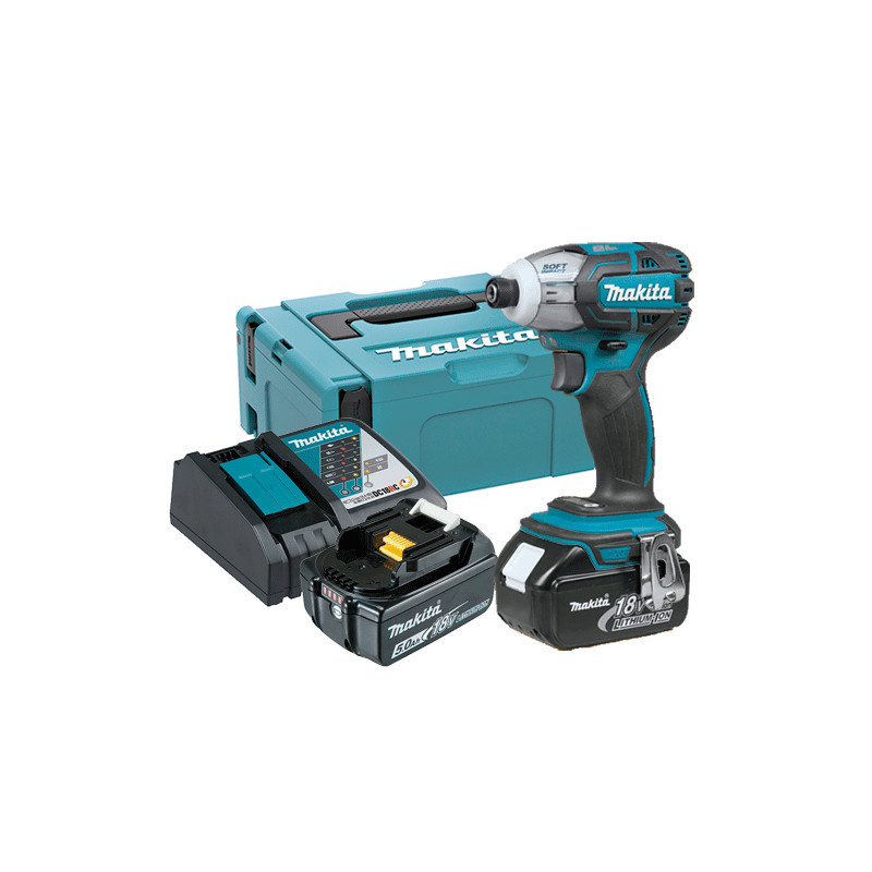 Atornillador Impulso MAKITA DTS141RTJ 18V BL 40Nm + 2 baterias 5.0Ah + Cargador + Maletin Atornilladores de Impulso