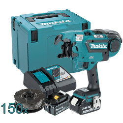 Atadora Ferralla MAKITA DTR180RTJ 18V BL 13X13mm + 150 Rollos Alambre + 2 Baterías 5.0Ah + Cargador Rapido + Maletin MakPac A...