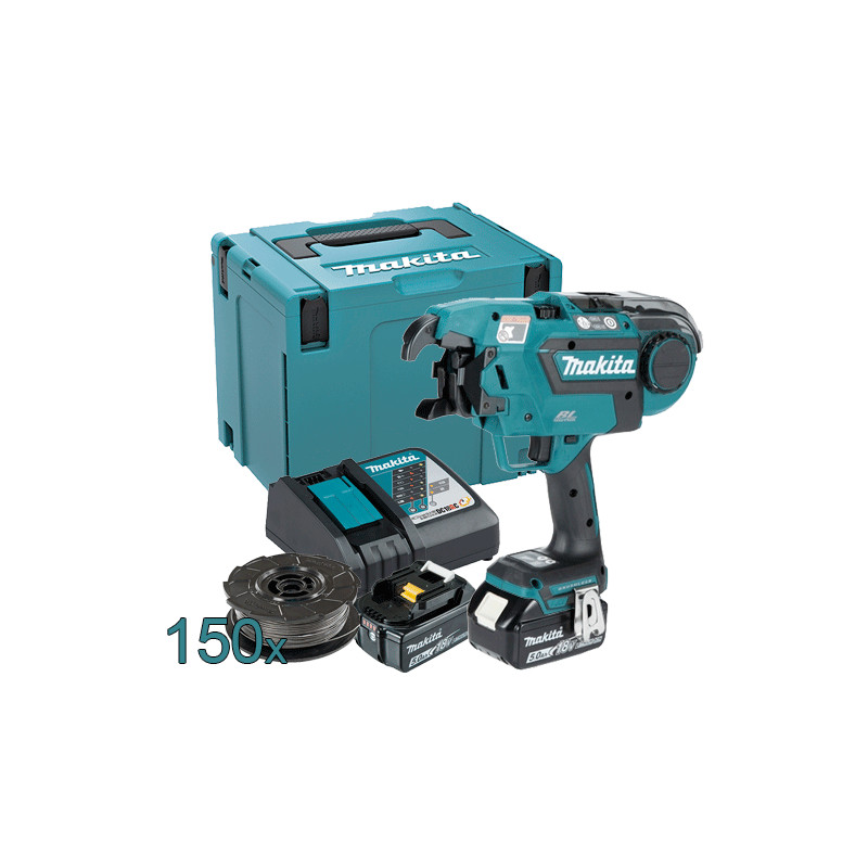 Atadora Ferralla MAKITA DTR180RTJ 18V BL 13X13mm + 150 Rollos Alambre + 2 Baterías 5.0Ah + Cargador Rapido + Maletin MakPac A... Atadora Ferralla MAKITA DTR180RTJ 18V BL 13X13mm + 150 Rollos Alambre + 2 Baterías 5.0Ah + Cargador Rapido + Maletin MakPac A...