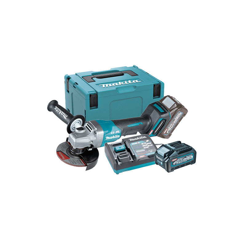 Amoladora MAKITA GA013GM201 125MM BL 40V XGT AFT Anti-Restart Palanca + 2 Baterias 4.0Ah + Cargador Rapido + Maletin MakPac 1...