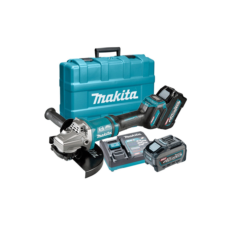 Amoladora MAKITA GA038GM201 230MM BL 40V XGT AFT AWS Anti-Restart + 2 Baterias 4.0Ah + Cargador Rapido + Maletin PVC 230mm