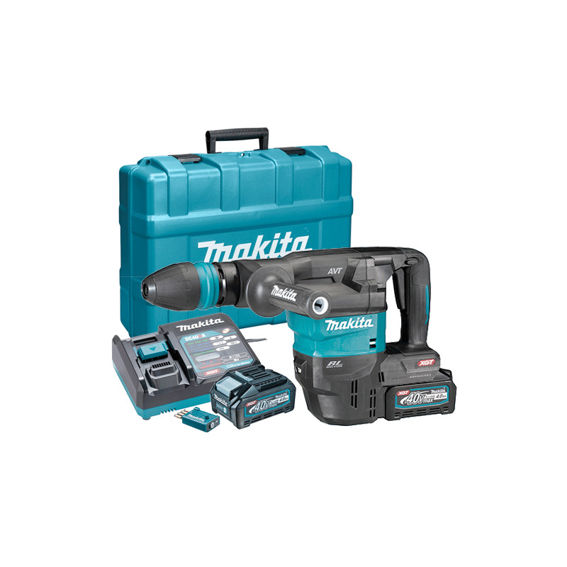 Martillo Demoledor MAKITA HM001GT201 7,1KG 9,1J 40V BL XGT AVT SDS-MAX Bluetooth + 2 Baterias 5.0Ah + Cargador Rapido + Malet...