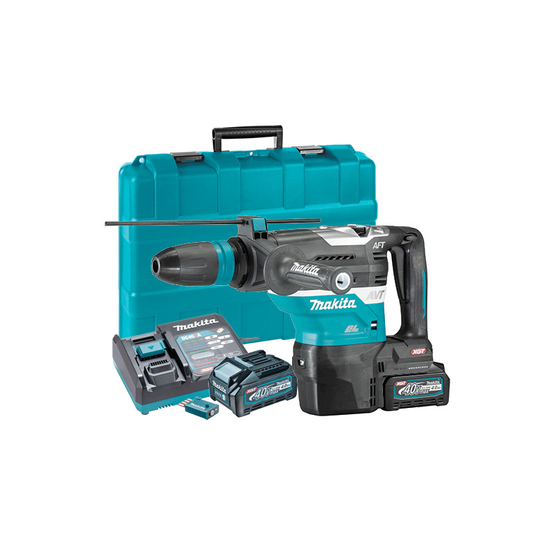 Martillo Combinado MAKITA HR005GM202 8.0J 40mm 40V BL AVT AFT Bluetooth + 2 Baterias 4.0Ah + Cargador Rapido + Maletin 40V