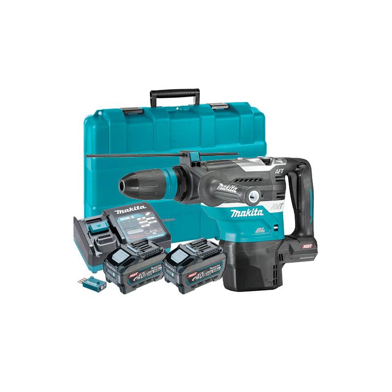 Martillo Combinado MAKITA HR005GT202 8.0J 40mm 40V BL AVT AFT Bluetooth + 2 Baterias 5.0Ah + Cargador Rapido + Maletin 40V