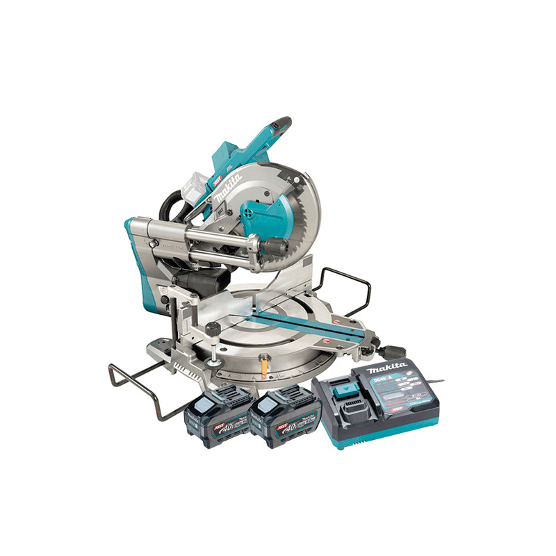 Ingletadora Telescopica MAKITA LS004GT201 260mm BL 40V Bluetooth + 2 baterias 5.0Ah + Cargador Rapido Ingletadoras
