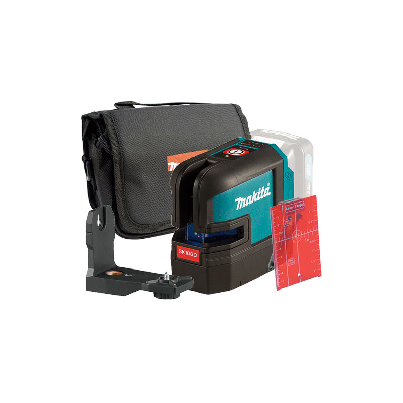 NIVEL LÁSER MAKITA SK106DZ Líneas Cruzadas Rojas 4 Puntos 12V + Funda Tela + Visor Niveles