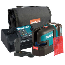 NIVEL LÁSER MAKITA SK106DZ 12V Líneas Cruzadas Rojas 4 Puntos + Bateria 2.0Ah + Cargador Niveles