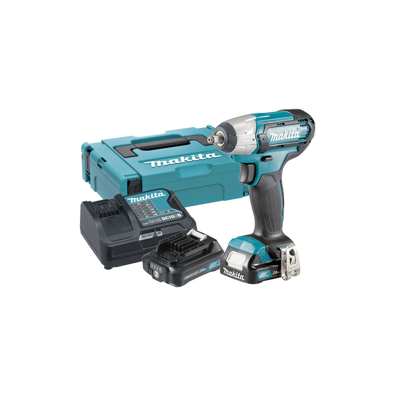 Llave Impacto MAKITA TW140DSAJ 12V 140Nm 3/8" Insercion Bulon + 2 baterias 2.0AH + Cargador Rapido MALETIN MAKPAC 10.8V