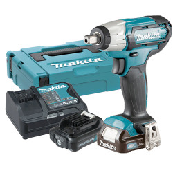Llave Impacto MAKITA TW141DSAE 12V 140Nm 1/2" Insercion Bulon + 2 baterias 2.0AH + Cargador Rapido MALETIN MAKPAC 10.8V
