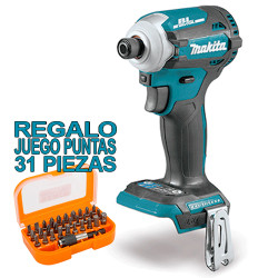 Atornillador Impacto MAKITA DTD172Z BL 18V 180Nm + Bateria 5.0ah Juego Puntas + Adaptador Atornilladores