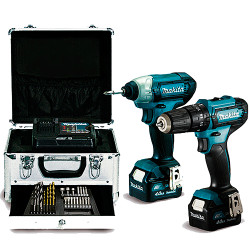 OFERTA BLACK Kit 12V MAKITA CLX228SMX1 HP333 + TD110 + Baterías 4.0 Ah Maletín Alumino + Regalo Set Adaptadores Kit recomendados